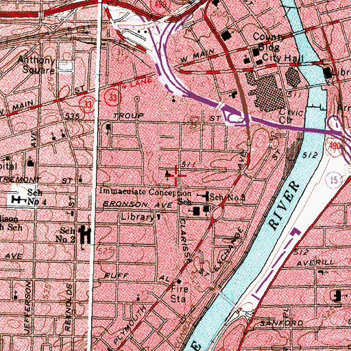 Topographic Map of Mount Olivet Baptist Church, NY