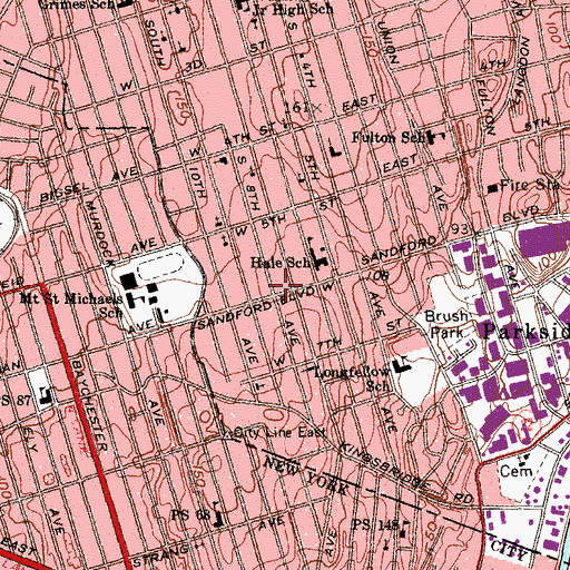 Topographic Map of Mount Vernon Church of Christ, NY