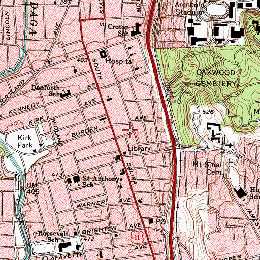 Topographic Map of New Covenant Baptist Church, NY