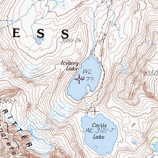 Topographic Map of Iceberg Lake, CA