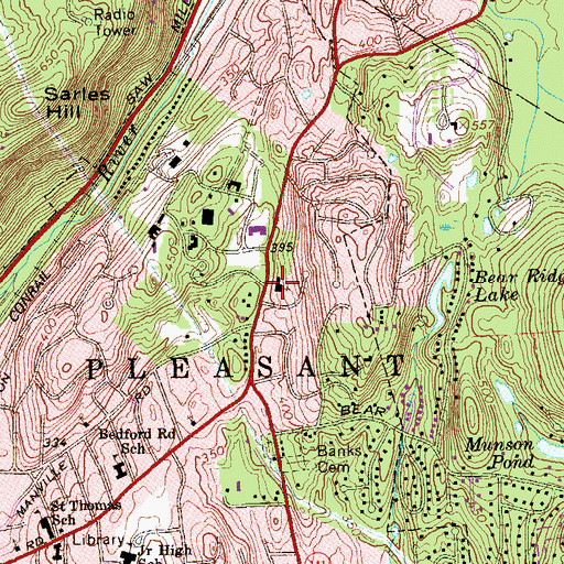 Topographic Map of Pleasantville United Methodist Church, NY