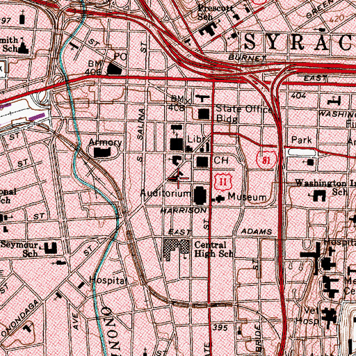 Topographic Map of Plymouth Congregational Church, NY