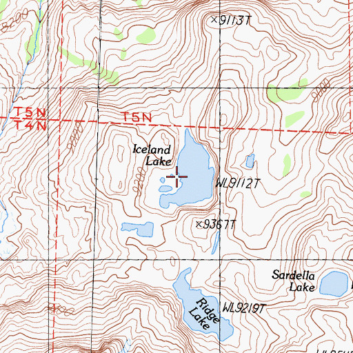 Topographic Map of Iceland Lake, CA