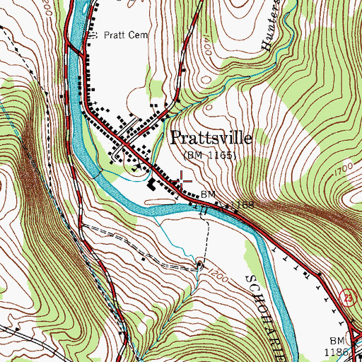 Topographic Map of Prattsville United Methodist Church, NY