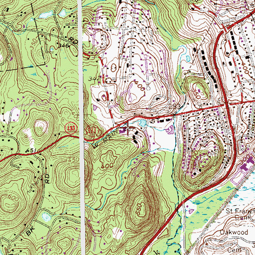 Topographic Map of Presbyterian Church of Mount Kisco, NY