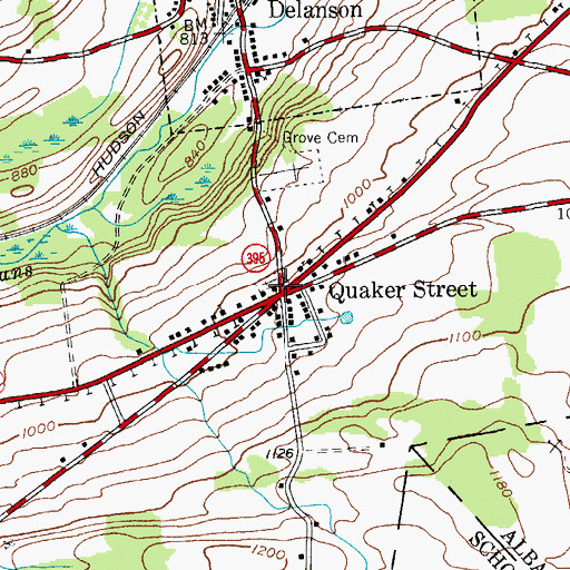 Topographic Map of Quaker Street Bible Church, NY