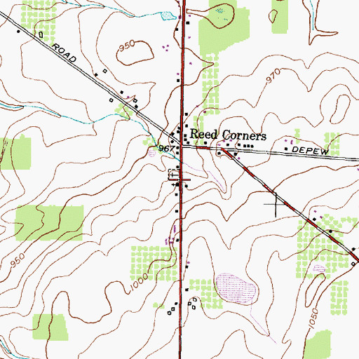 Topographic Map of Reed Corner Federated Church, NY