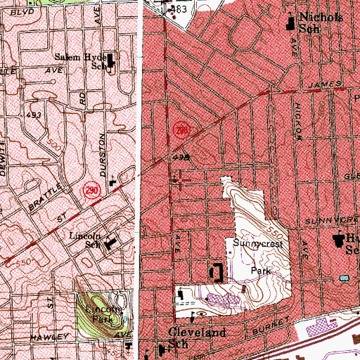 Topographic Map of Reformed Church of Syracuse, NY