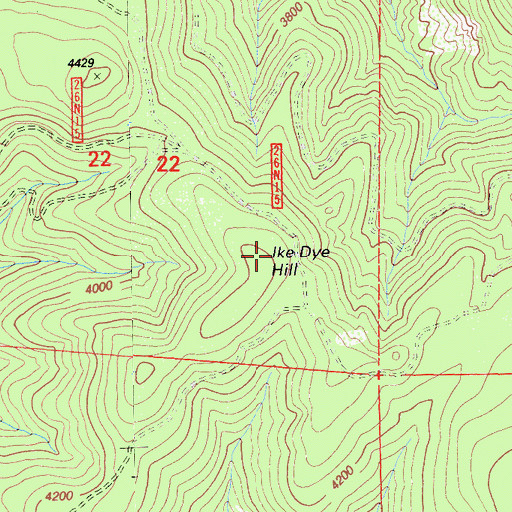 Topographic Map of Ike Dye Hill, CA