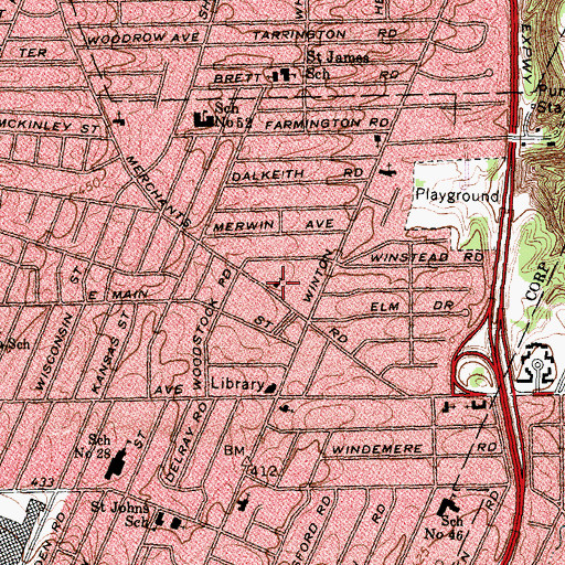Topographic Map of Rochester Bible Baptist Church, NY