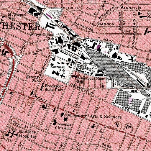 Topographic Map of Rochester Christian Church, NY