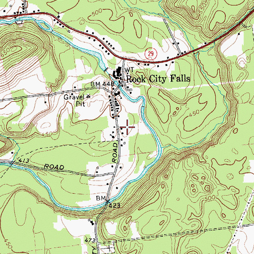 Topographic Map of Rock City Falls United Methodist Church, NY