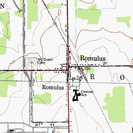 Topographic Map of Romulus Presbytarian Church, NY