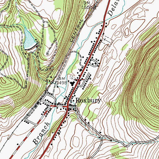 Topographic Map of Roxbury United Methodist Church, NY