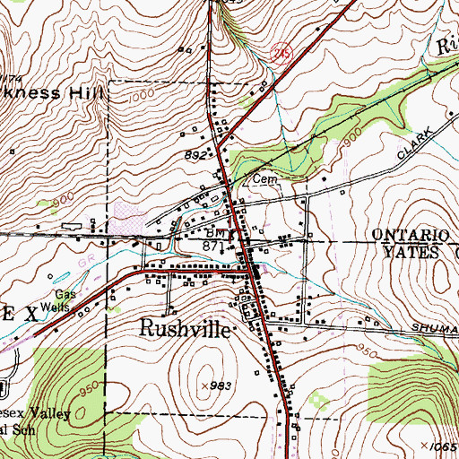 Topographic Map of Rushville United Methodist Church, NY