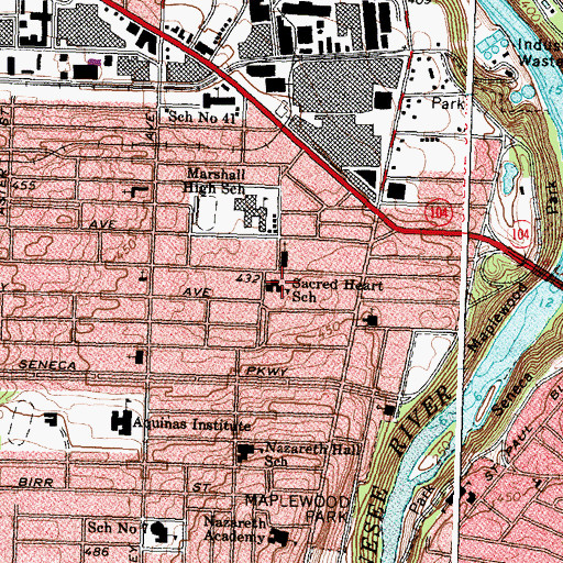 Topographic Map of Sacred Heart Cathedral, NY