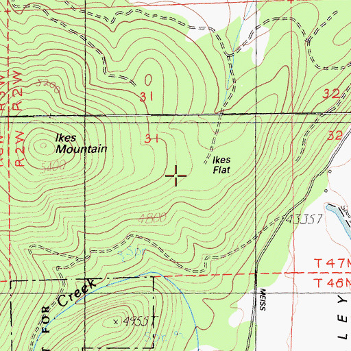 Topographic Map of Ikes Flat, CA