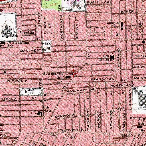 Topographic Map of Saint Andrew's Catholic Church, NY