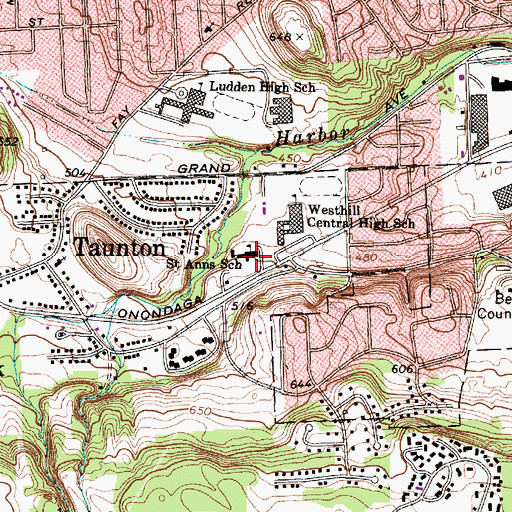 Topographic Map of Saint Anns Church, NY
