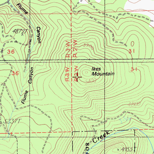 Topographic Map of Ikes Mountain, CA
