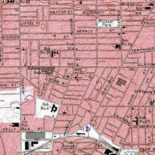 Topographic Map of Saint Bridget's Church, NY