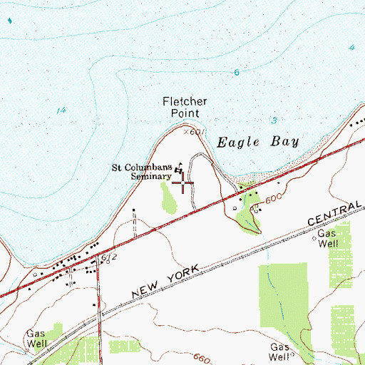 Topographic Map of Saint Columban's on the Lake, NY