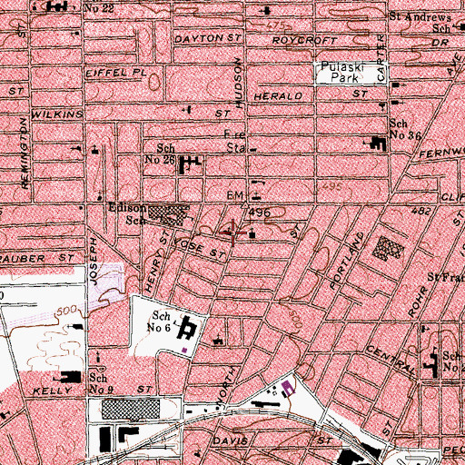 Topographic Map of Saint George's Roman Catholic Lithuanian Church, NY