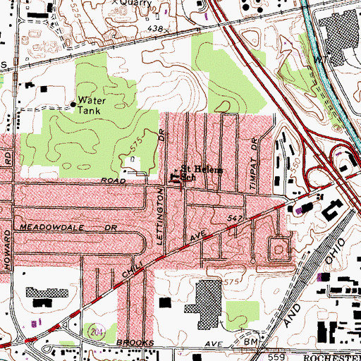 Topographic Map of Saint Helen's Catholic Church, NY