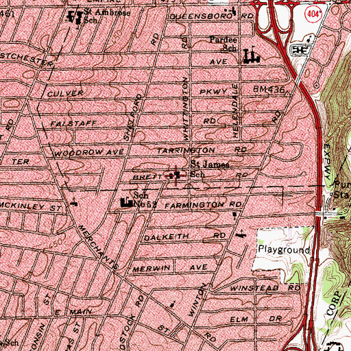 Topographic Map of Saint James Catholic Church, NY