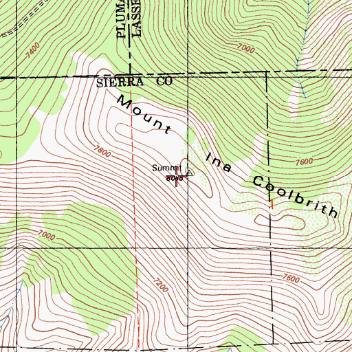 Topographic Map of Mount Ina Coolbrith, CA