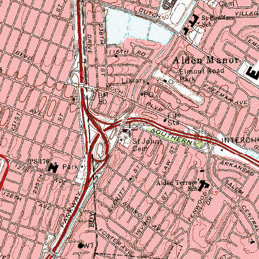 Topographic Map of Saint John's United Methodist Church, NY