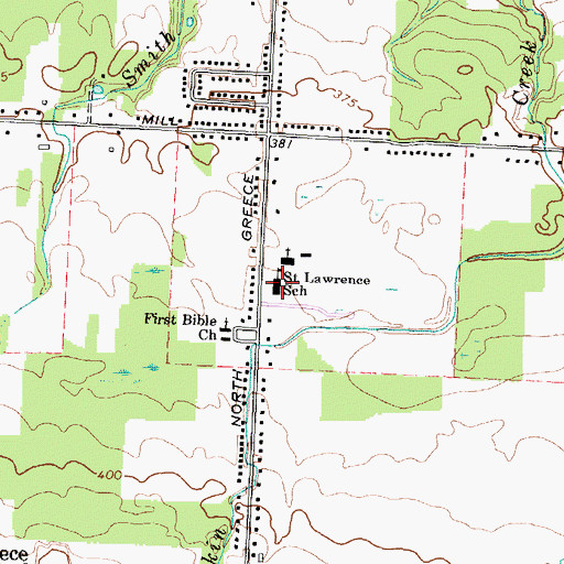 Topographic Map of Saint Lawrence Church, NY