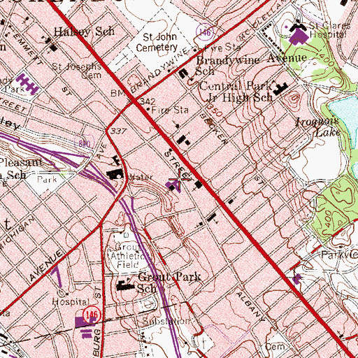 Topographic Map of Saint Lukes Catholic Church, NY