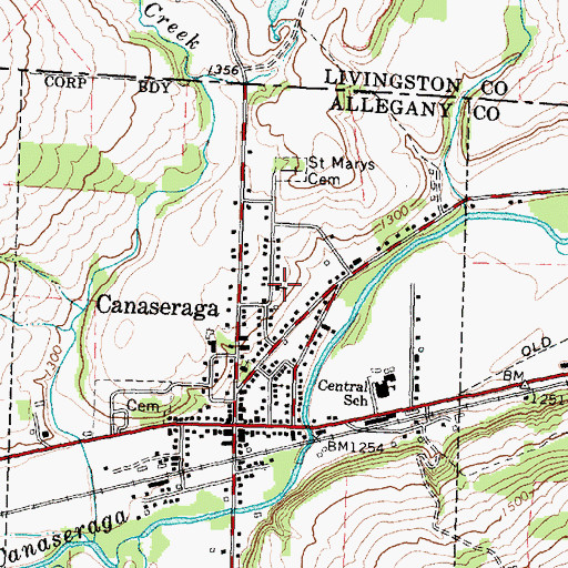 Topographic Map of Saint Mary's Church, NY