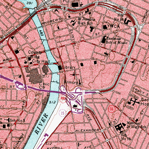 Topographic Map of Saint Mary's Church, NY