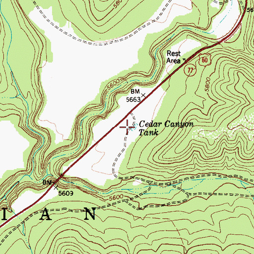 Topographic Map of Cedar Canyon Tank, AZ