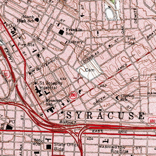 Topographic Map of Saint Peter Roman Catholic Church, NY