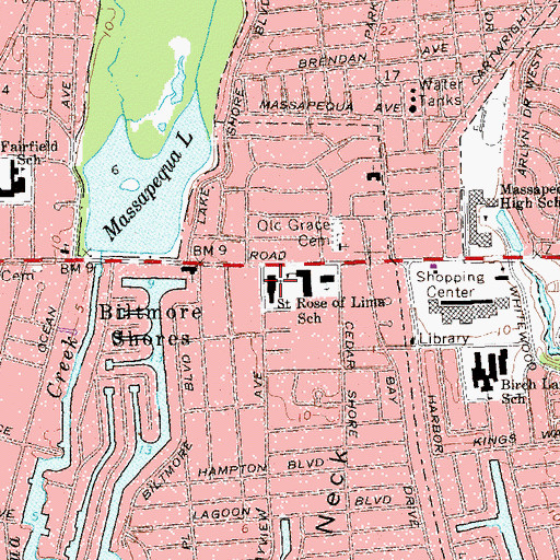 Topographic Map of Saint Rose of Lima Church, NY