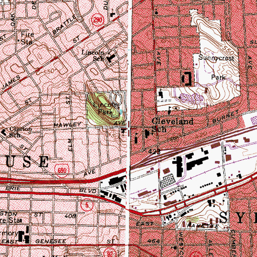 Topographic Map of Saint Vincent de Paul Church, NY