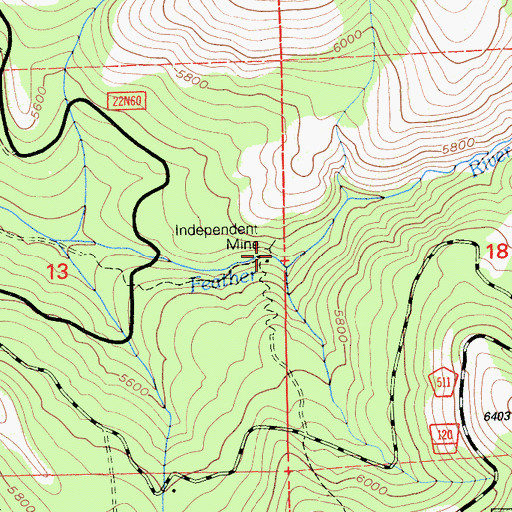 Topographic Map of Independent Mine, CA