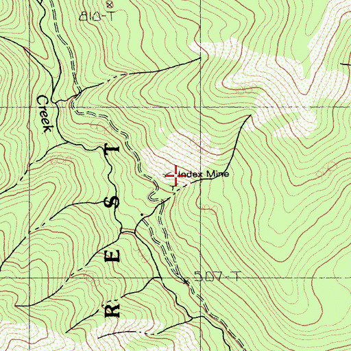 Topographic Map of Index Mine, CA