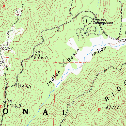 Topographic Map of Indian Basin, CA