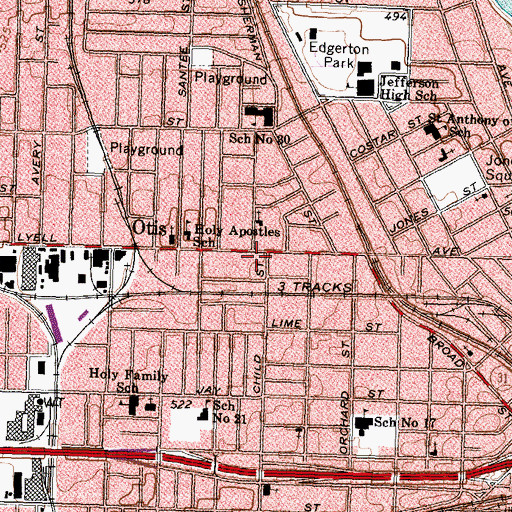 Topographic Map of Westside Church of Christ, NY