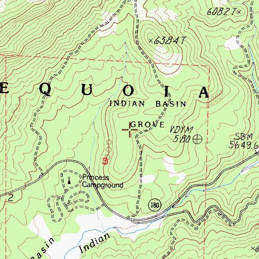 Topographic Map of Indian Basin Grove, CA