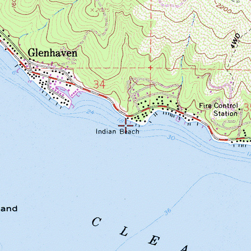 Topographic Map of Indian Beach, CA