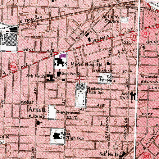 Topographic Map of Zion Hill Missionary Baptist, NY
