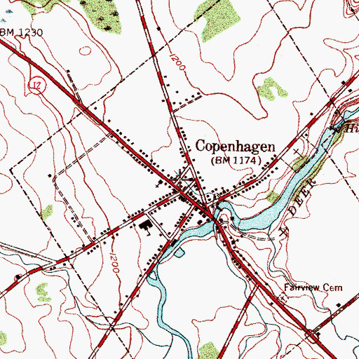 Topographic Map of United Church of Copenhagen, NY