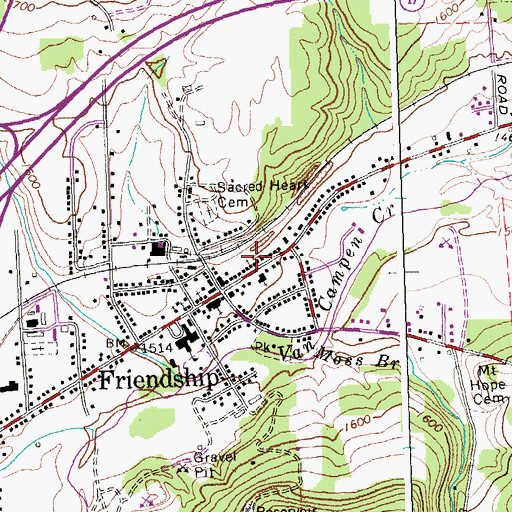 Topographic Map of United Church of Friendship, NY
