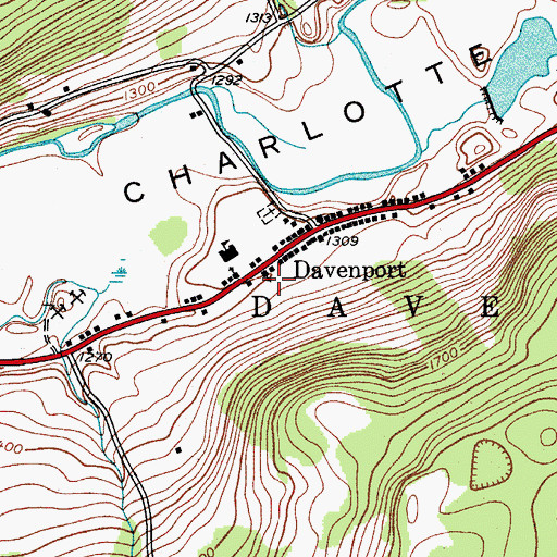 Topographic Map of United Methodist Church of Davenport, NY