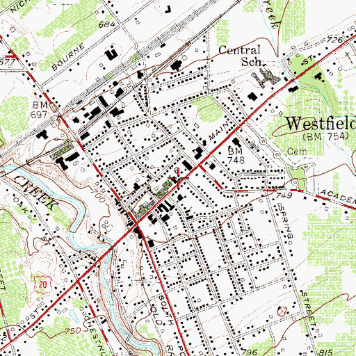 Topographic Map of United Methodist Church of Westfield, NY